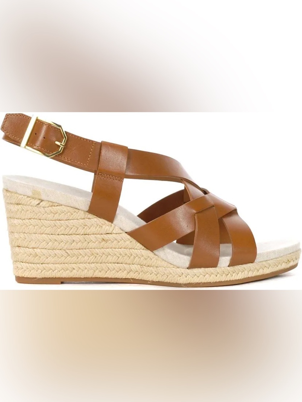 Cole Haan Crystal Honey Leather Espadrille Wedge Sandals Size 8 $150 - Picture 2 of 12